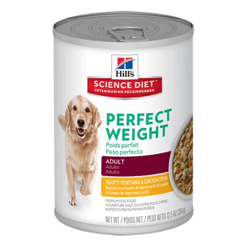 Hill's Science Plan Perfect Weight Wet Dog Food Vegetable and Chicken Flavour 12 Pack